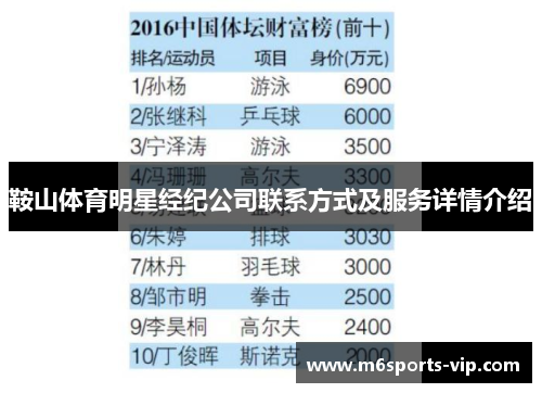 鞍山体育明星经纪公司联系方式及服务详情介绍